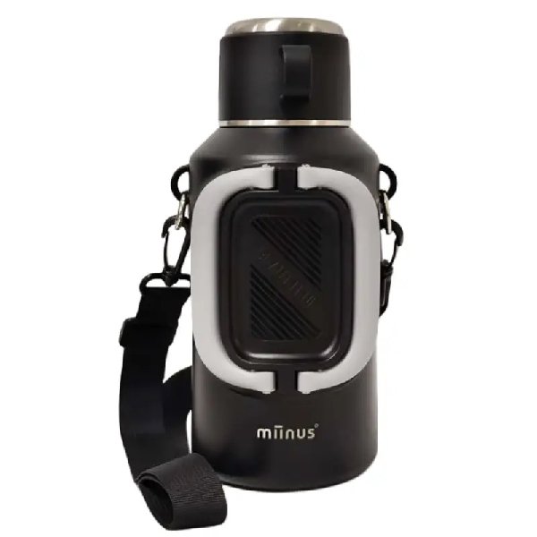 תרמוס נירוסטה פרימיום עם ידית ורצועת נשיאה